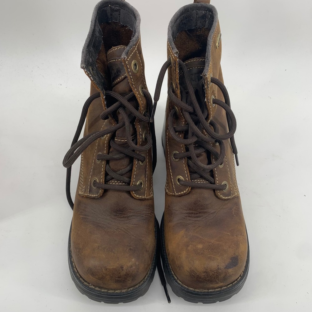Skechers Vintage y2K Brown Leather Chunky Platform Block Heel Boots size 8 1253 - Picture 3 of 8
